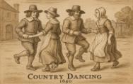 Illustration of people dancing from the 17th century